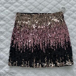 Forever 21 Glittering Sequin Mini Skirt Rose Gold, Black and Pink